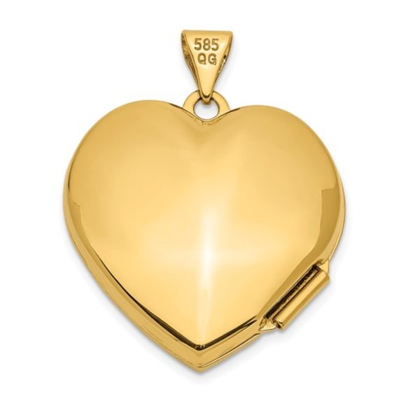 14k Two-tone Gold Diamond Always in my Heart Engravable Heart Locket Pendant - Picture 4 of 6